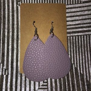 Faux Leather Earrings in lavender. N…